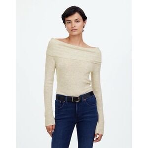 Madewell Womens Alpaca Blend Off Shoulder Sweater S Ivory Cozy Girl Minimalist
